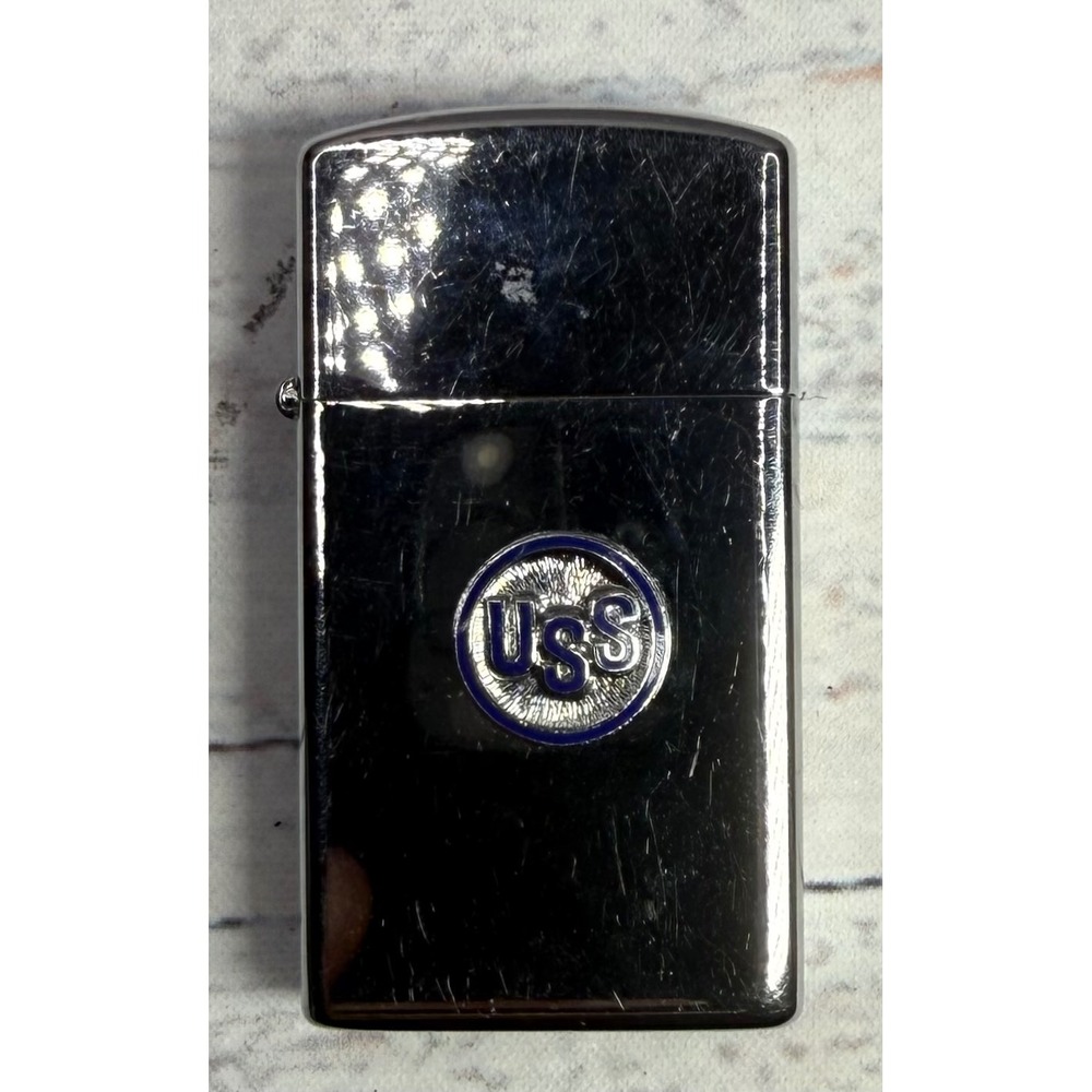 Vintage Zippo Lighter USS United States Steel Emblem Chrome Windproof 1950s